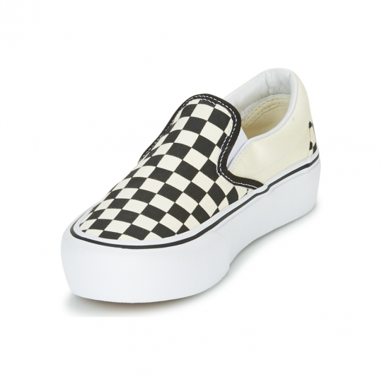 vans checkerboard classic slip-on platform noir-blanc vn00018ebww1