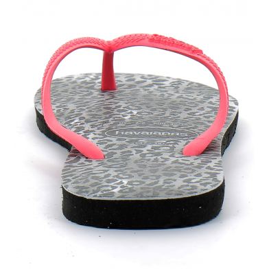 Tong pour femme Slim Leopard noir-rose 4145480.0090