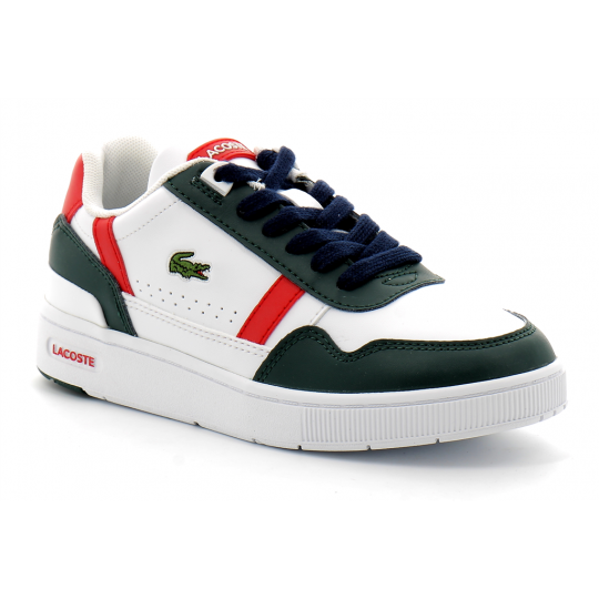 lacoste sneakers t-clip enfant white dark green 42suc0010-1r5