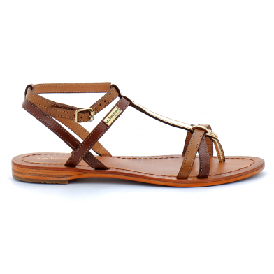Sandales à entre-doigts pour femme Hilidos tan/multi 42096