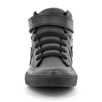 Chaussures montantes à lacet elastique en cuir pour enfant black/black a01069c