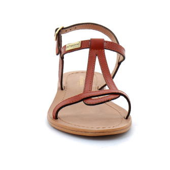Sandales pour femme en cuir Hamess brique 63441
