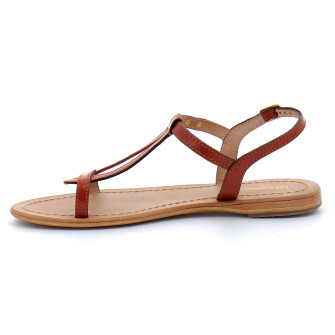 Sandales pour femme en cuir Hamess brique 63441