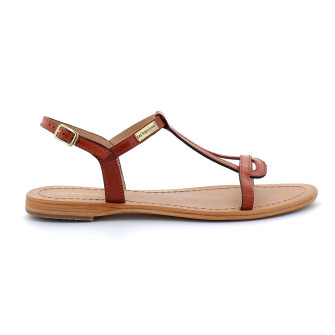 Sandales pour femme en cuir Hamess brique 63441