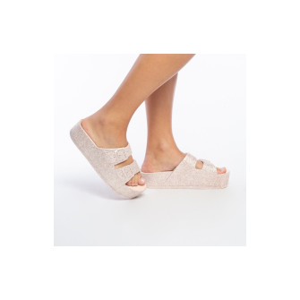 Sandales compensées à paillettes pour adulte CAIPIRINHA GLITTER nude 22s1000cg081w