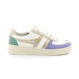 Baskets à lacets pour femmes Grandslam white/gold clb207wb