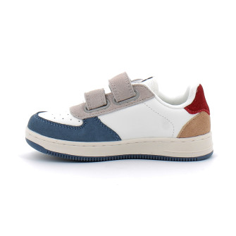 Basket à scratch pour enfant TIEMPO SCRATCH CUIR FENDU MULTICOLORE jeans