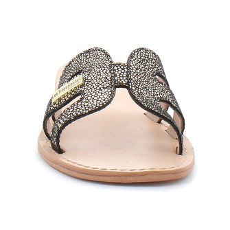 Mules pour femme en cuir Hadamia noir/or 330034