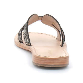 Mules pour femme en cuir Hadamia noir/or 330034