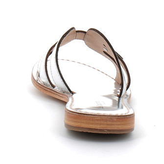 Mules pour femme en cuir Damia argent 330022
