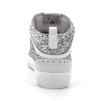 Basket mode montante à lacet ALFA blanc-argent 4831f