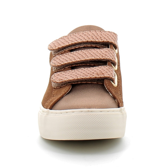 Basket mode à scratch en cuir pour femme ARCADE STRAPS PERFOS brun ongf-iv01-kc